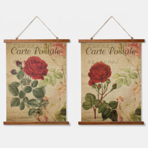 Tapices botánicos vintage - Par de Rosas Rojas