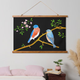 Tapices de pared con madera negra y azulejos azule