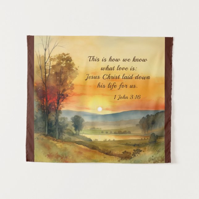 Tapiz 1 Juan 3:16 Jesús nos dio su vida a la Biblia (Anverso (horizontal))