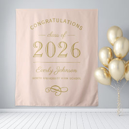 Tapiz 2023 Elegante Rosa y Dorado Graduación Personaliza