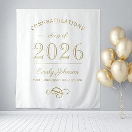 Tapiz 2023 Graduación Personalizada de Oro Elegante