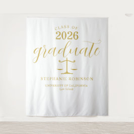 Tapiz 2026 Gold Graduate Law School Graduation Backdrop