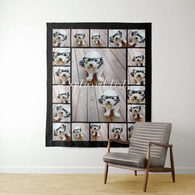 Tapiz 20 Collage de fotos Texto opcional — fondo negro (In situ)