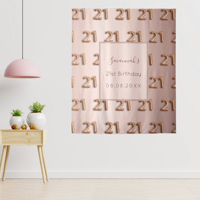 Tapiz 21 cumpleaños rosa nombre rosa dorado (Subido por el creador)
