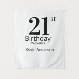 Tapiz 21st birthday bold letter name date simple man boy