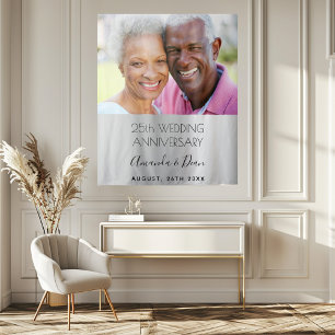 Tapiz 25.º aniversario de boda foto elegante de plata