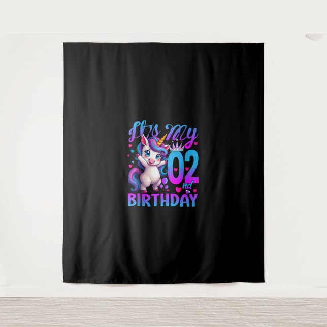 Tapiz 2.º unicornio de cumpleaños Es mi segundo cumpleañ (Anverso)
