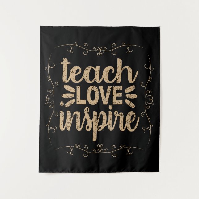 Tapiz 2- Enseñar amor inspira camiseta, profesor retro v (Anverso)