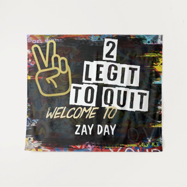 Tapiz 2 Legit, DOS, Hip hop Cumpleaños, segundo cumpleañ (Anverso (horizontal))