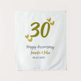 Tapiz 30º aniversario feliz bodas de oro gris pareja