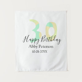 Tapiz 30th birthday bold letter pastel yellow black retr