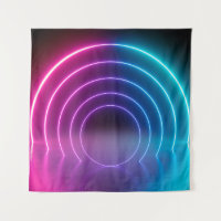 3d, líneas brillantes, túnel, luces de neón, red v