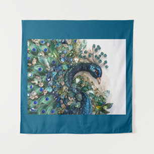 Tapiz 3D Peacock Cushion with Rubies, Emeralds, 