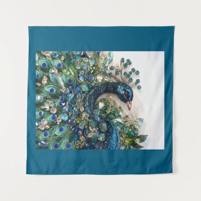 Tapiz 3D Peacock Cushion with Rubies, Emeralds,  (Anverso (horizontal))
