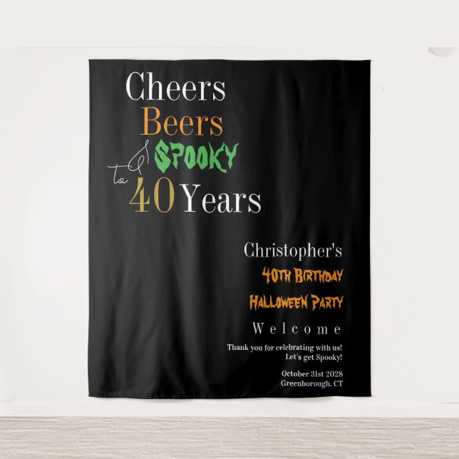 Tapiz 40.º cumpleaños Halloween Fiesta de fantasía (Anverso)