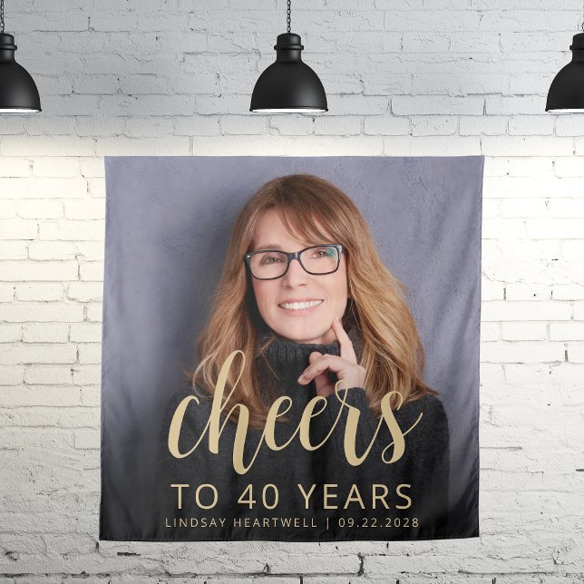 Tapiz 40.º Fiesta de cumpleaños Foto Saludos con guión d (Subido por el creador)