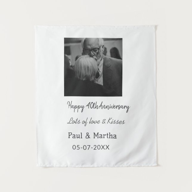 Tapiz 40 aniversario feliz moderno añadir nombre fecha f (Anverso)