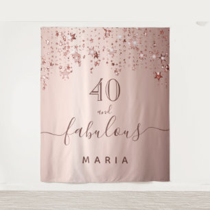 Tapiz 40 fabulosas estrellas de cumpleaños rosa dorado b