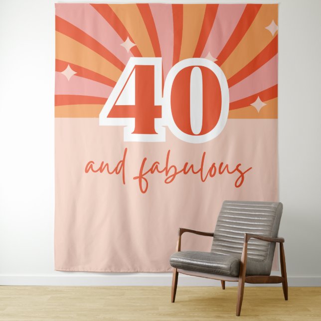 Tapiz "40 y fabuloso", cartel retro de fiesta de cumplea (In situ)