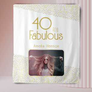 Tapiz 40 y Fabulous Gold Purpurina 40th Birthday Photo