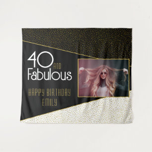 Tapiz 40 y Fabulous Gold Purpurina Photo 40th Birthday