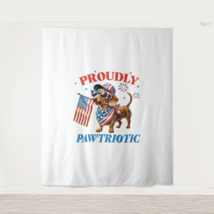 Tapiz 4 de Julio Perro Patriótico Orgullosamente USA