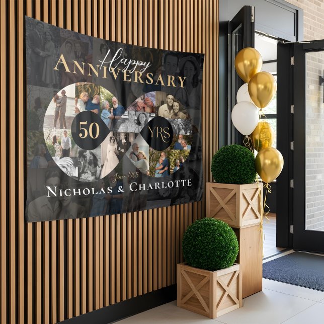 Tapiz 50.º aniversario Boda Collage de fotos infinito (50th Wedding Anniversary Infinity Photo Collage Tapestry)