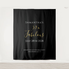 Tapiz 50.º cumpleaños Oro Negro 50 y fabuloso