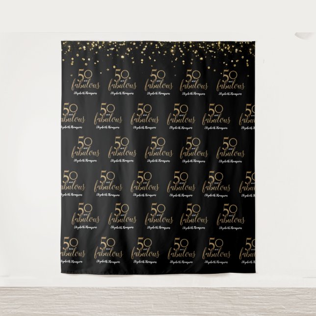 Tapiz 50 and fabulous Photobooth Custom 50th birthday  (Anverso)