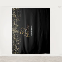 Tapiz 50 Cumpleaños Fabuloso negro oro Personalizado