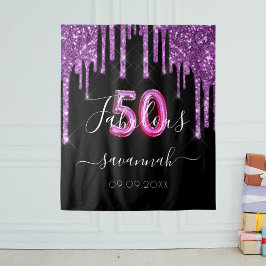 Tapiz 50 Fabuloso purpurina morado negro de cumpleaños