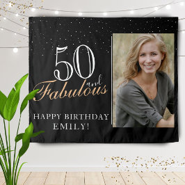 Tapiz 50 y fabuloso foto moderna en negro del cumpleaños