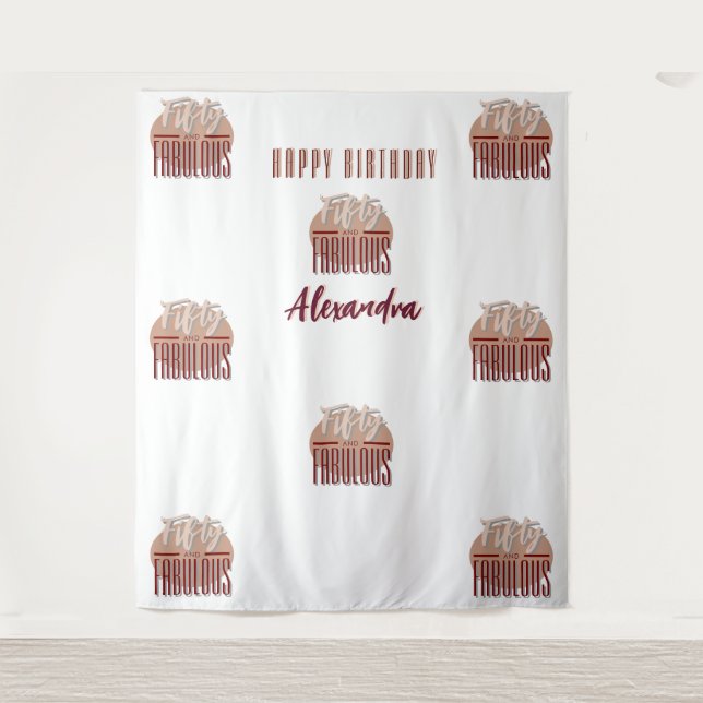 Tapiz 50th Happy Birthday Photobooth Backdrop (Anverso)