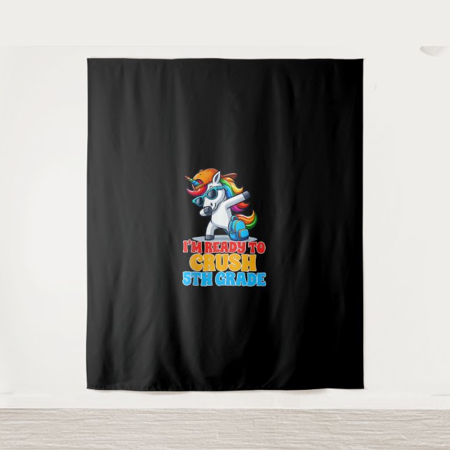 Tapiz 5° Grado Dabbing Unicorn Estoy listo para aplastar (Anverso)