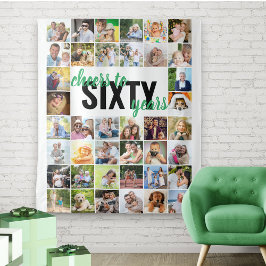 Tapiz 60 Años de Cumpleaños Saludos a 60 Años 40 Collage
