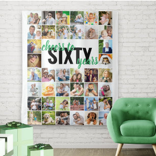 Tapiz 60 Años de Cumpleaños Saludos a 60 Años 40 Collage