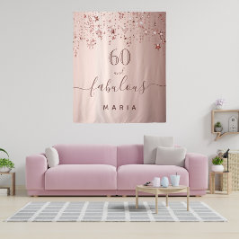 Tapiz 60 fabulosas estrellas de cumpleaños en rosa oro n