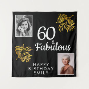 Tapiz 60 y Fabulous Gold Foliage 2 Photo Birthday