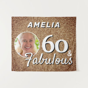 Tapiz 60 y Fabulous Gold Purpurina 60th Birthday Photo