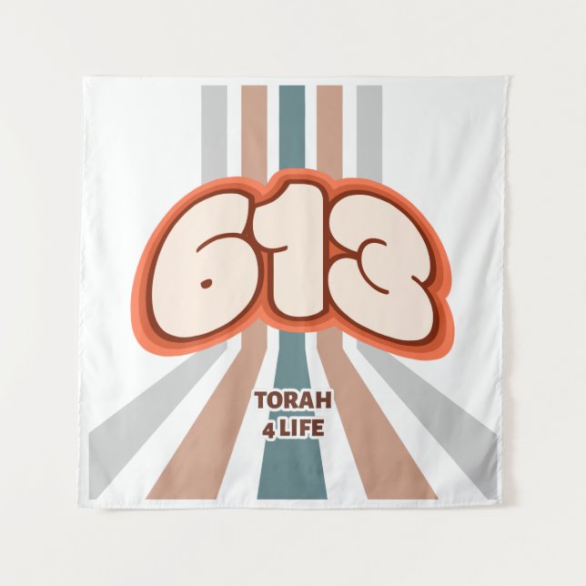 Tapiz 613 Torá para la Vida - Arte Retro Funky Judío (Anverso)