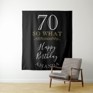 Tapiz 70 Así que qué cita divertida Cumpleaños 70 negro 