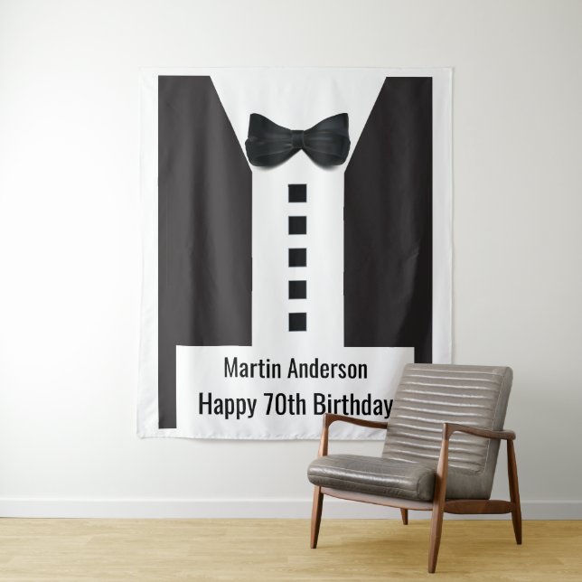 Tapiz 70 Cumpleaños 🎉 Esmoquin Elegante (In situ)