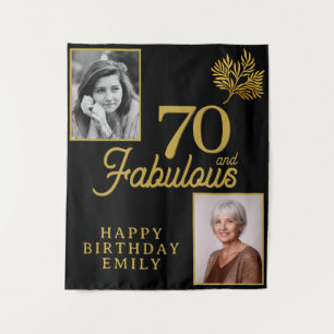 Tapiz 70 y Fabulous Gold Foliage 2 Photo Birthday