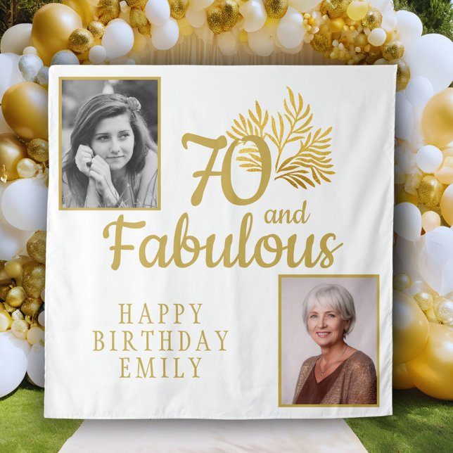 Tapiz 70 y Fabulous Gold Foliage 2 Photo Birthday (Subido por el creador)