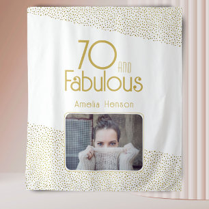 Tapiz 70 y Fabulous Gold Purpurina 70th Birthday Photo