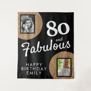 Tapiz 80 y Fabulous Gold Purpurina 2 Photo 80th Birthday