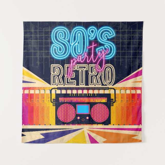 Tapiz 80s, retro music party. Old style poster. Disco fl (Anverso)