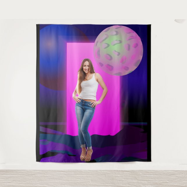 Tapiz 90's Retro Space Party Decoration Backdrop (Anverso)