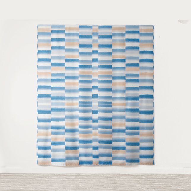 Tapiz a rayas de color azul moderno (Anverso)