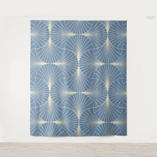 Tapiz Abanicos de concha geométricos Art Deco en gris az